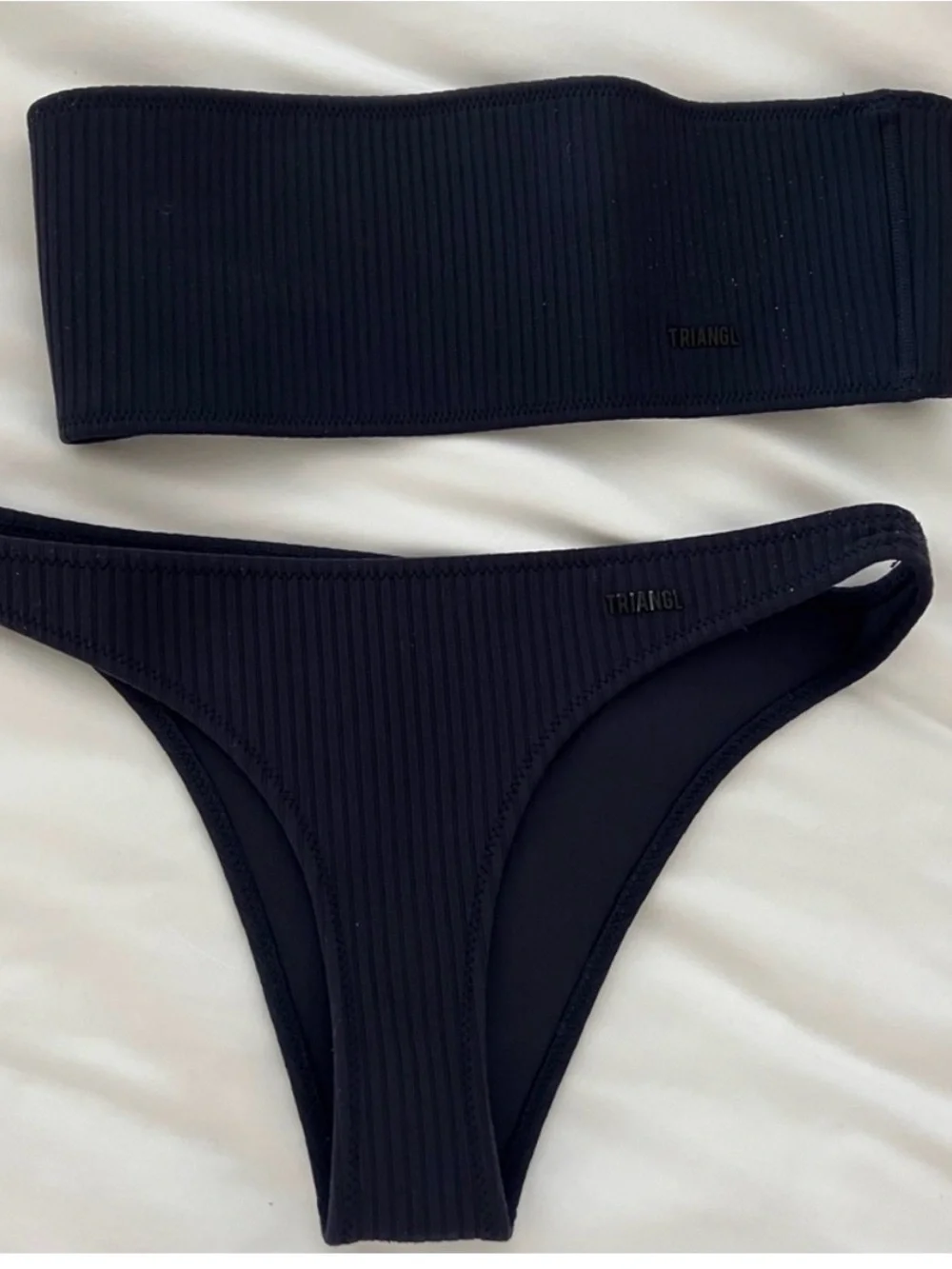 Triangl Navy blue neoprene strapless bikini set